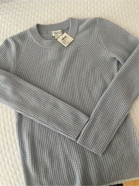 Cashmere and silk Club Monaco Light Blue Ribbed Crewneck Sweater